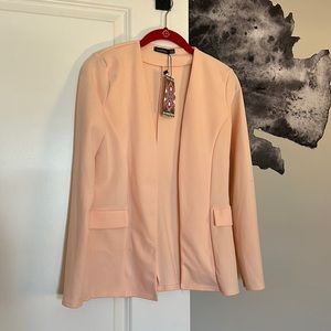Boohoo Collarless Blazer - Blush - Size 6